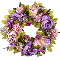 Artificial Peony Wreath, Christmas Decorative Vine Wreath, Wall Decor