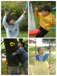 Kids Indoor Outdoor Climbing Rope Swing Set with Rings and Disc for Sensory Integration Training