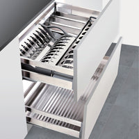 Pull-Out Stainless Steel Kitchen Cabinet Dish Drying Rack Drawer Organizer