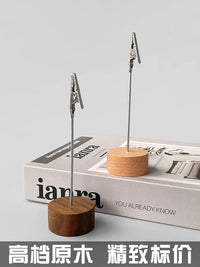 Solid Wood Memo Clip Photo Holder Stand for Desk Display, Postcards, Cards, and Price Tags