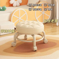 Rolling Stool with Wheels for Kids and Adults, Multi-functional Low Stool with Soft Seat Cushion