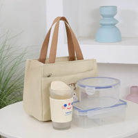 Waterproof Canvas Lunch Bag for Women, Portable Bento Tote with Zipper