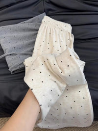 Plus Size Polka Dot Casual Pants for Women, High Waist Loose Fit Thin Summer Trousers