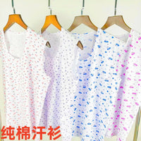 Women's Cotton Sleeveless Undershirt for Middle-Aged & Elderly, Thin Summer Floral Print Vest
