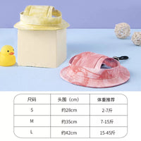 Cute Cat Dog Sun Hat with Ear Holes, Pet Summer Fisherman Cap for Photoshoot