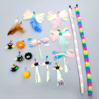Interactive Feather Wand Cat Toy with Replaceable Heads