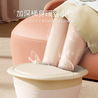 Foldable Portable Foot Spa Bucket for Adults, Over-Calf Soaking Tub with Optional Lid, Cream/Grey