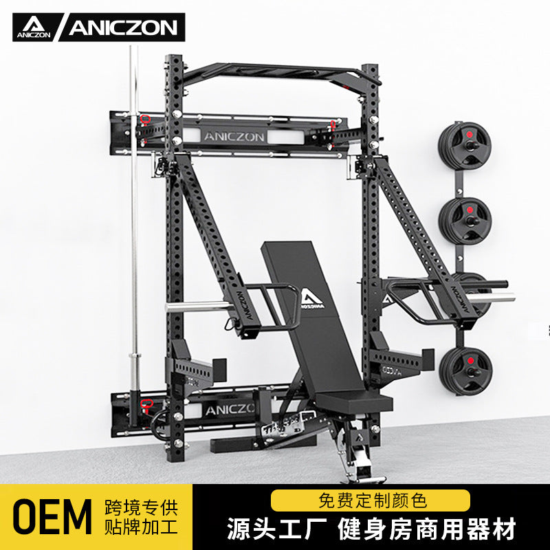 Wall-Mounted Foldable Squat Rack for Home Gym, Half-Cage Design