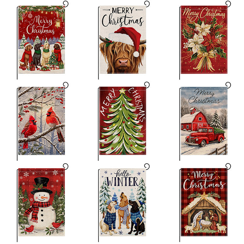 Christmas Holiday Garden Flag Double-Sided Polyester Outdoor Yard Decoration