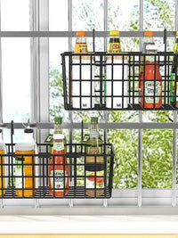 Hanging Storage Basket for Kitchen Balcony Railing, Wall-Mounted Spice Rack, Window Sill Organizer Shelf