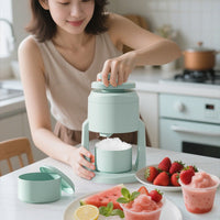 Manual Hand-Crank Ice Shaver Machine for Home Use, Portable Non-Electric Ice Crusher for Shaved Ice and Slushies