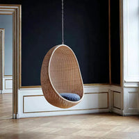 Outdoor Egg-Shaped PE Rattan Wicker Hanging Chair Swing for Balcony Patio Indoor