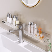Bathroom Faucet Storage Rack Wall-Mounted No-Drill Organizer for Toilet Vanity Countertop Cosmetics