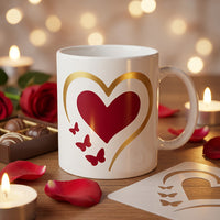 9-Piece Heart and Butterfly Theme Reusable Stencils for Valentine's Day, 4-inch