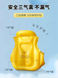Kids Inflatable Swim Vest with Buoyancy, Thickened Swimming Aid Life Jacket for Children