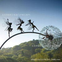 Dandelion and Fairy Metal Sculpture Garden Decor