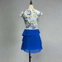 Women's Floral Short Sleeve A-Line Midi Dress