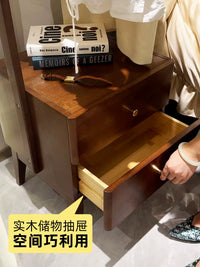 Solid Wood Hall Tree with Storage Drawers and Clothes Rack, Bedroom Nightstand Organizer