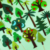 Christmas Felt Tree Cake Toppers Forest Theme Decorations