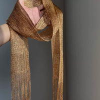 Starry Gold Tassel Scarf for Autumn/Winter - Elegant and Versatile Neckwear for Women