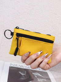 Canvas Coin Purse with Zipper and Keychain, Portable Mini Wallet for Sports and Everyday Use