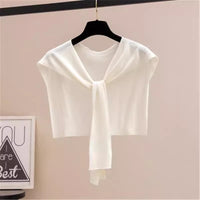Women's Knit Shawl Cardigan with Tie-Front, Solid Color, Versatile for Dresses and Shirts, Sun Protection