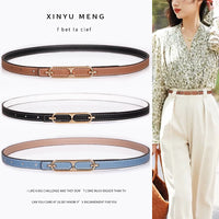 Women's Reversible Genuine Leather Dress Belt with Gold Buckle