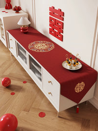 Wedding Table Runner with Tassels for Dining Table Coffee Table TV Cabinet