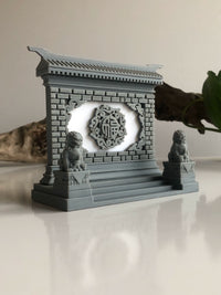 Traditional Cloud Blessing Miniature Screen Wall Resin Ornament for Aquariums and Landscaping