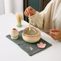 Japanese Matcha Tea Ceremony Set with Bowl, Whisk, and Accessories