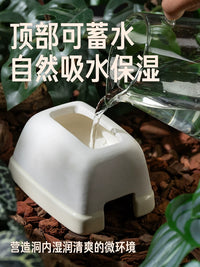 Reptile Ceramic Hideout Cave Humidifying Shelter for Geckos Snakes Lizards Natural Terracotta