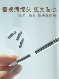 Dual-Ended Concealer Brush with Replaceable Sponge Heads for Under-Eye, Nasolabial Folds, and Blemishes