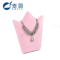 Zhiyu Pink Crown Necklace Jewelry Display Stand Mannequin Bust Holder for Showcase Dresser