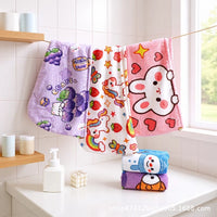Cartoon Print Coral Fleece Hair Drying Towel for Kids, Super Absorbent Quick Dry Bath Cap