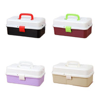 3-Layer Portable Storage Box with Handle for Art Supplies, Tools, Medicine, or Fishing Gear