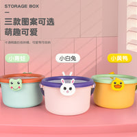 Kids' Cartoon Storage Bucket with Building Block Lid - Portable Toy Organizer and Snack Box