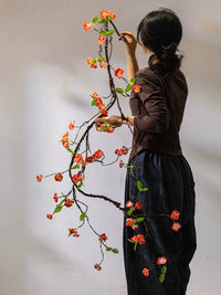 Artificial Begonia Flowers, Vintage Style Faux Floral Arrangement for Living Room Decor