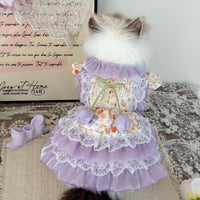 Handmade Yellow-Purple Tulle Pet Dress for Cats and Dogs