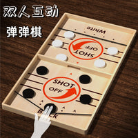 Wooden Fast Sling Puck Game, Foldable Two-Player Tabletop Battle Game for Parent-Child Interaction