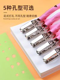 Mini Handheld Hole Punch for Paper and Cards, 1.5mm-6mm Round/Star Shapes