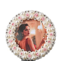 3-Inch Pearl Rose Round Photo Frame Mini Desktop Ornament