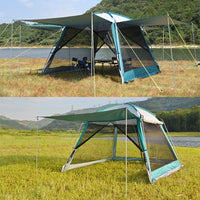 3x3m Large Outdoor Camping Tent Sun Shelter for 6-8 People, Waterproof UV Protection Portable Folding Canopy for Picnic Fishing