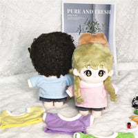 Cotton Doll T-Shirt and Denim Shorts Set for 20cm Dolls