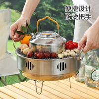 Stainless Steel Outdoor Fire Pit and BBQ Grill for Patio and Indoor Use
