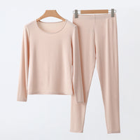 Women's Modal Thermal Underwear Set with Crew Neck Top and Bottoms
