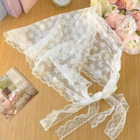 French Lace Triangle Scarf Sweet Mesh Waist Scarf Headscarf Dual-Use Accessory