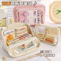 Detachable Clear Large Capacity Pencil Case Multi-layer Standing Stationery Pouch for Students