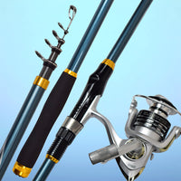 Carbon Fiber Telescopic Fishing Rod with Reel and Line, Super Hard Sea Rod for Rock Fishing and Casting