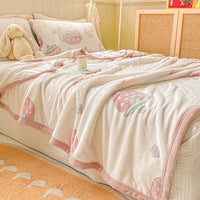 Flannel Fleece Blanket Thick Coral Velvet Throw for Winter Napping Office Use