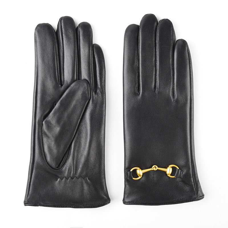 Women's Sheepskin Leather Touchscreen Gloves with Wool Lining